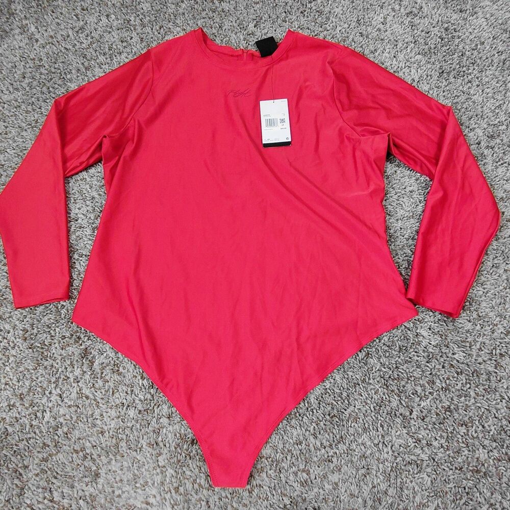 NEW Nike Jordan Essentials Bodysuit Womens 3X Plus Red Orange Flight Tight Fit